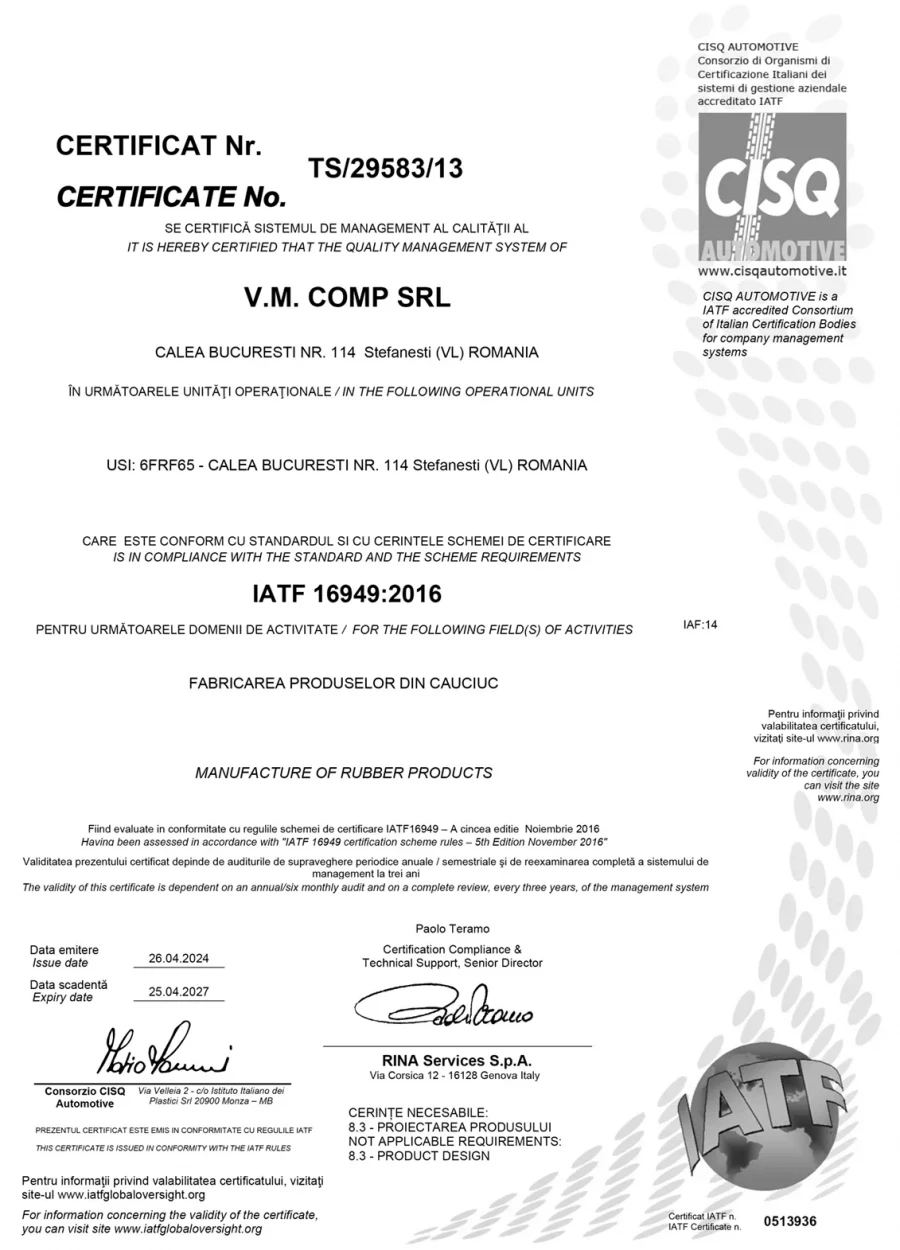 Certificat IATF 16949:2016